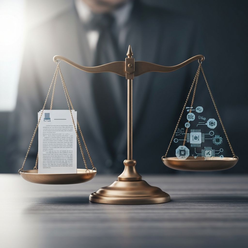 AI, Law, and Copyright - Legal Scales with Technology